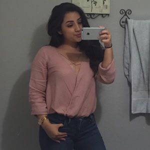 Pink mid sleeve blouse